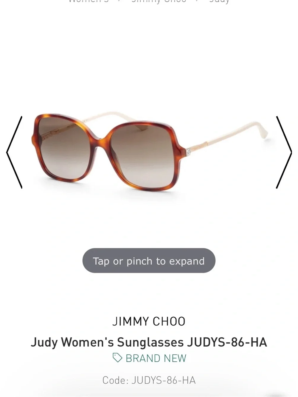 Jimmy Choo Tortoiseshell Sunglasses with Cream Arms